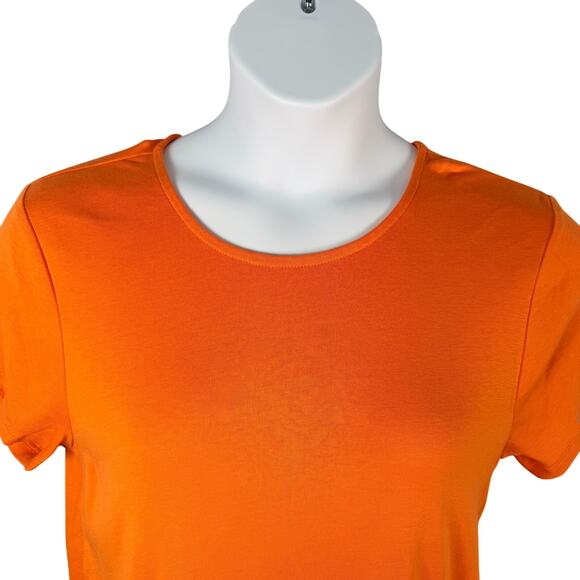 J Jill Top Womens Large Orange 100% Pima Cotton Crew-neck Shirttail Tee - Picture 2 of 14